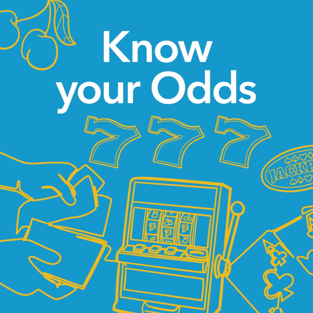 Illustration of a poker machine with the words Know your Odds